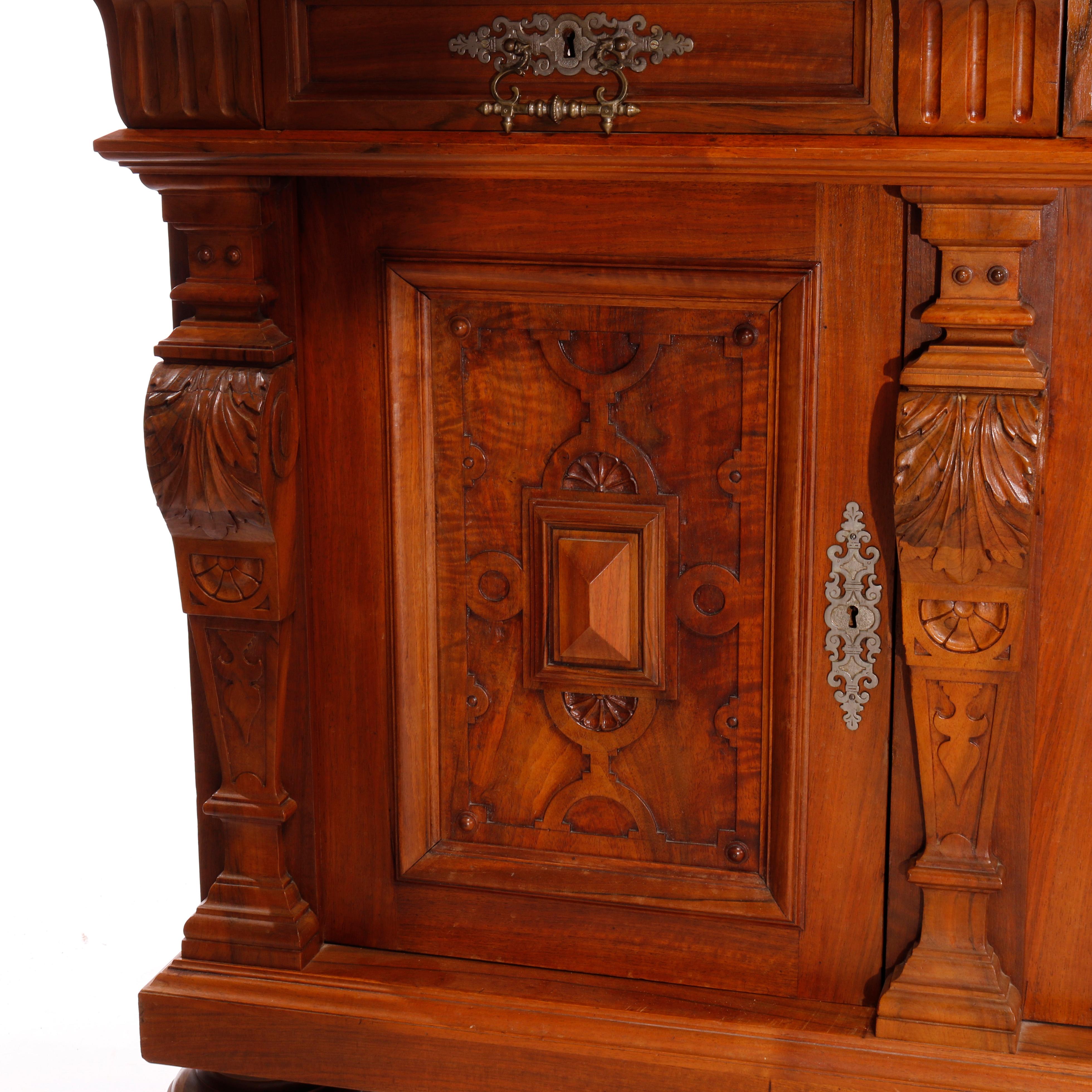 Antique Oversized Walnut & Rosewood Marble Top Huntboard, Circa 1890 1