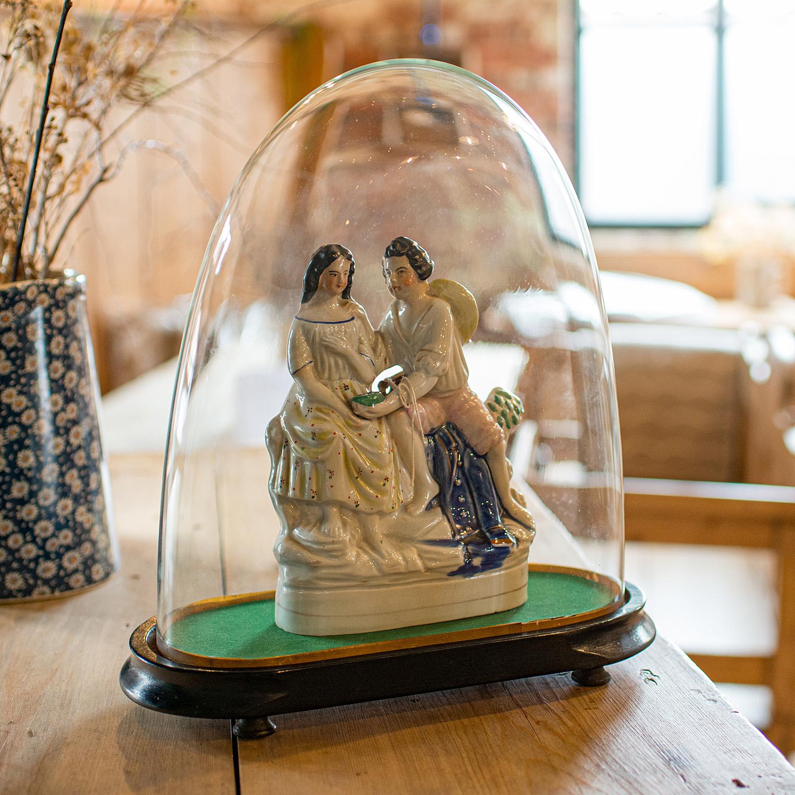 
This is an antique ovoid clock dome. An English, glass and mahogany taxidermy display showcase, dating to the early Victorian period, circa 1850.

Fascinating form, useful for hosting a clock, ornament or small taxidermy specimen
Displays a