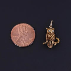 Antique Owl Charm of 14k Gold