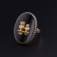 Antique Owl Onyx Ring of 10k Gold
