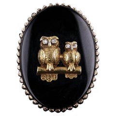 Antique Owl Onyx Ring of 10k Gold