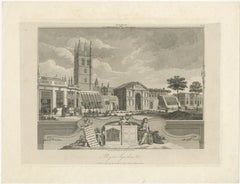 Antique Oxford Botanic Garden Engraving, Oxford Almanack, Benjamin Green, 1820