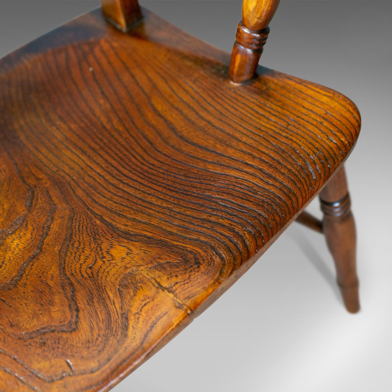 Antique Oxford Elbow Chair, Victorian, Windsor, Lath Back, Armchair, Elm 4