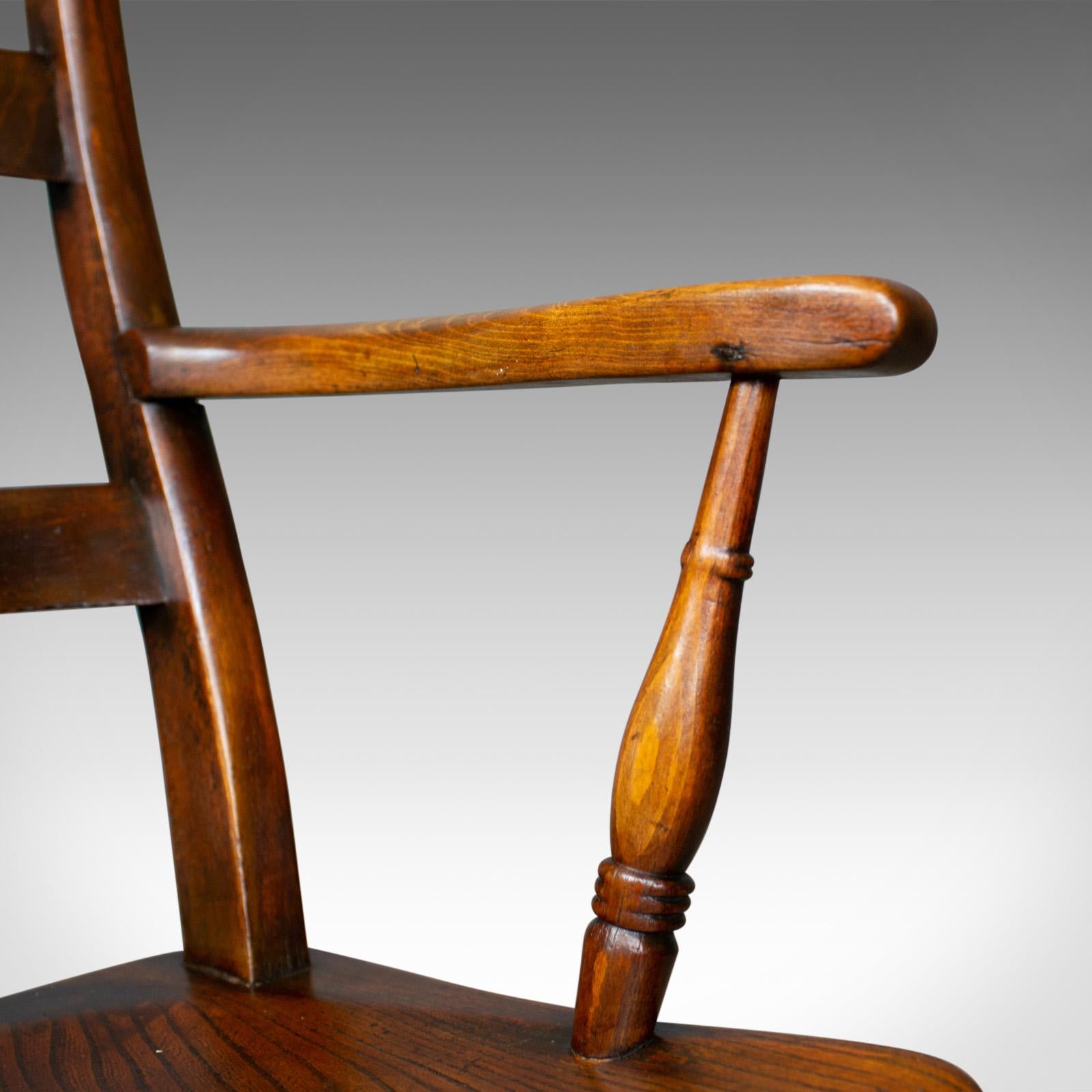 Antique Oxford Elbow Chair, Victorian, Windsor, Lath Back, Armchair, Elm 1