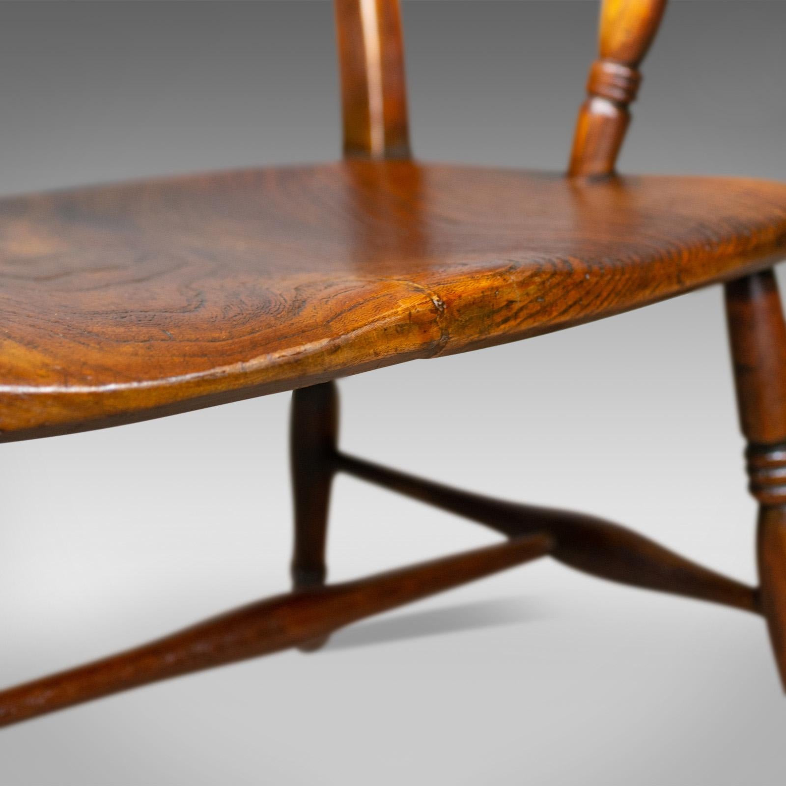 Antique Oxford Elbow Chair, Victorian, Windsor, Lath Back, Armchair, Elm 2