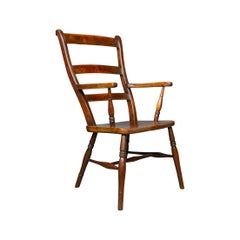 Antique Oxford Elbow Chair:: Victorian:: Windsor:: Lath Back:: Armchair:: Elm