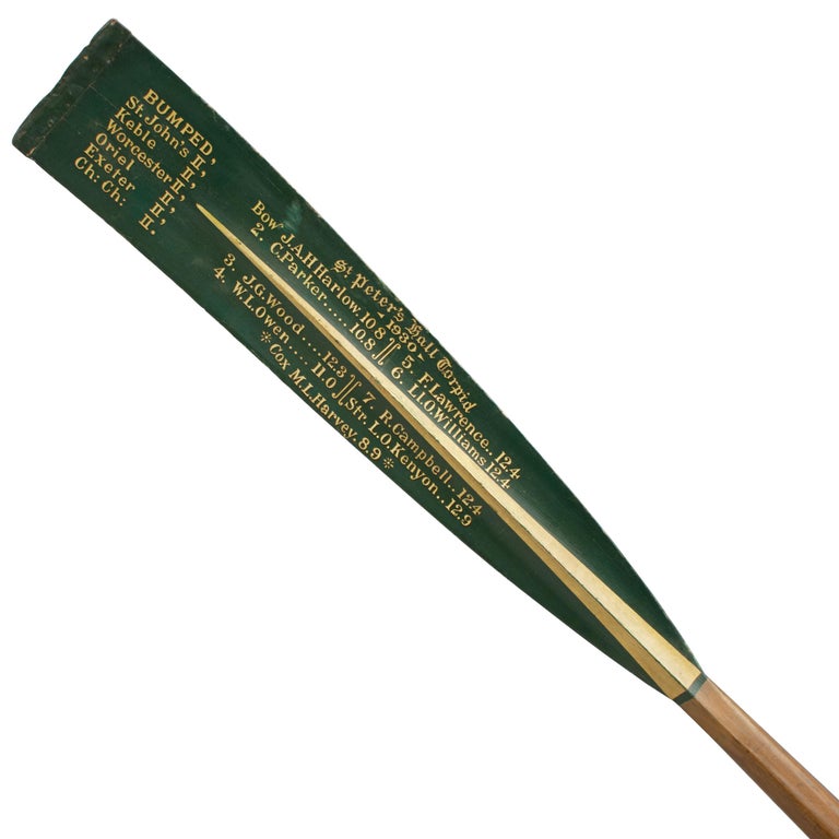 antique oxford university rowing oar, rowing trophy for
