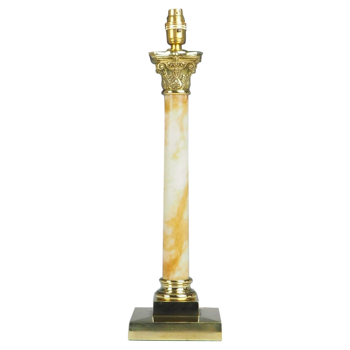 Antique Oynx and Brass Corinthian Table Lamp (Stamped)