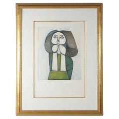 Antique Pablo Picasso Signed Print “Femme A La Robe Verte”, 381/500 Limited Ed