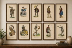 Antique Pacific Islanders & Polynesian Costume Prints, Set of 10, c.1852