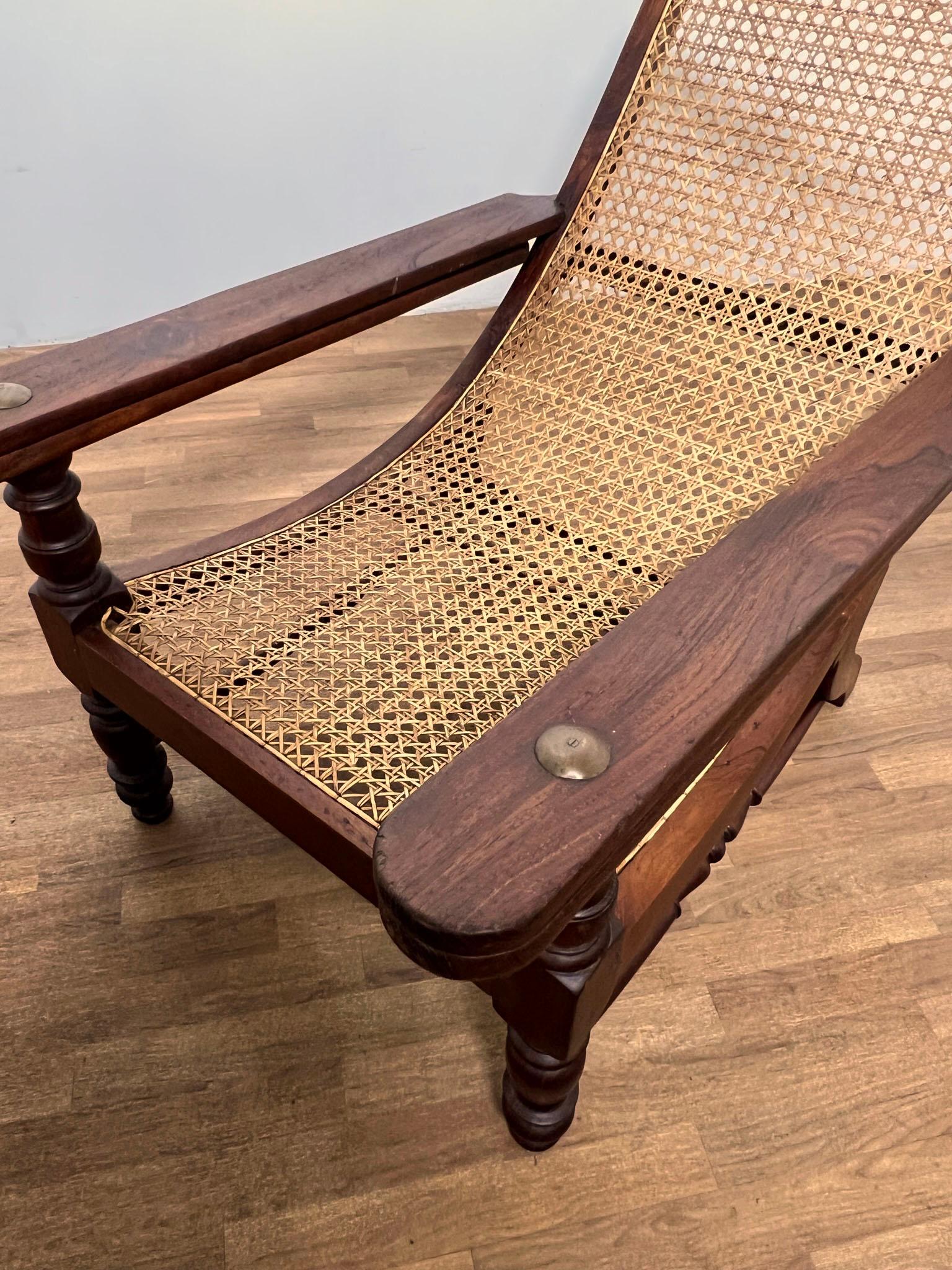 Antique Paddle Arm British Colonial Plantation Lounge Chair For Sale 4