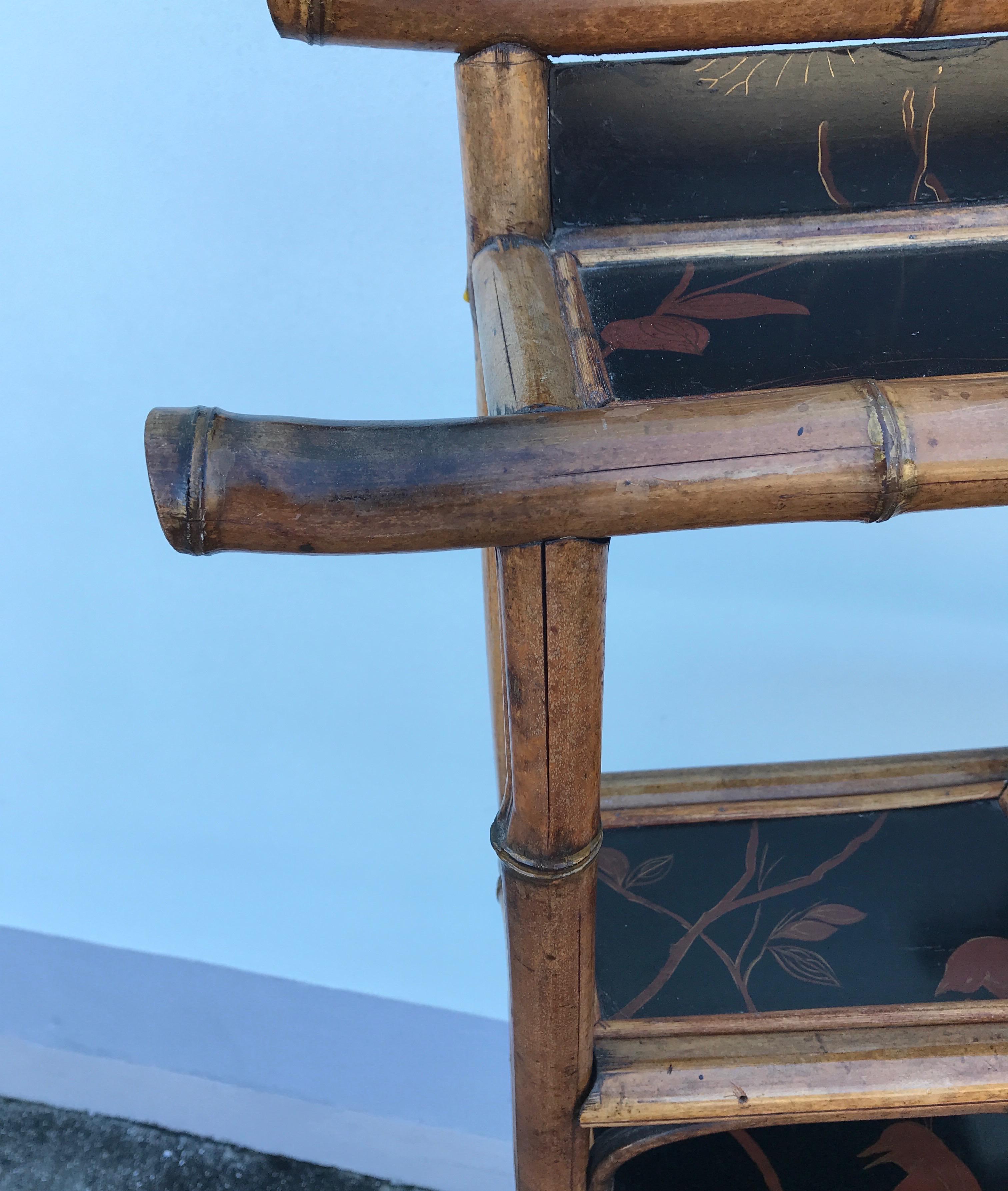 Antique Pagoda Style Bamboo Shelf In Good Condition In West Palm Beach, FL