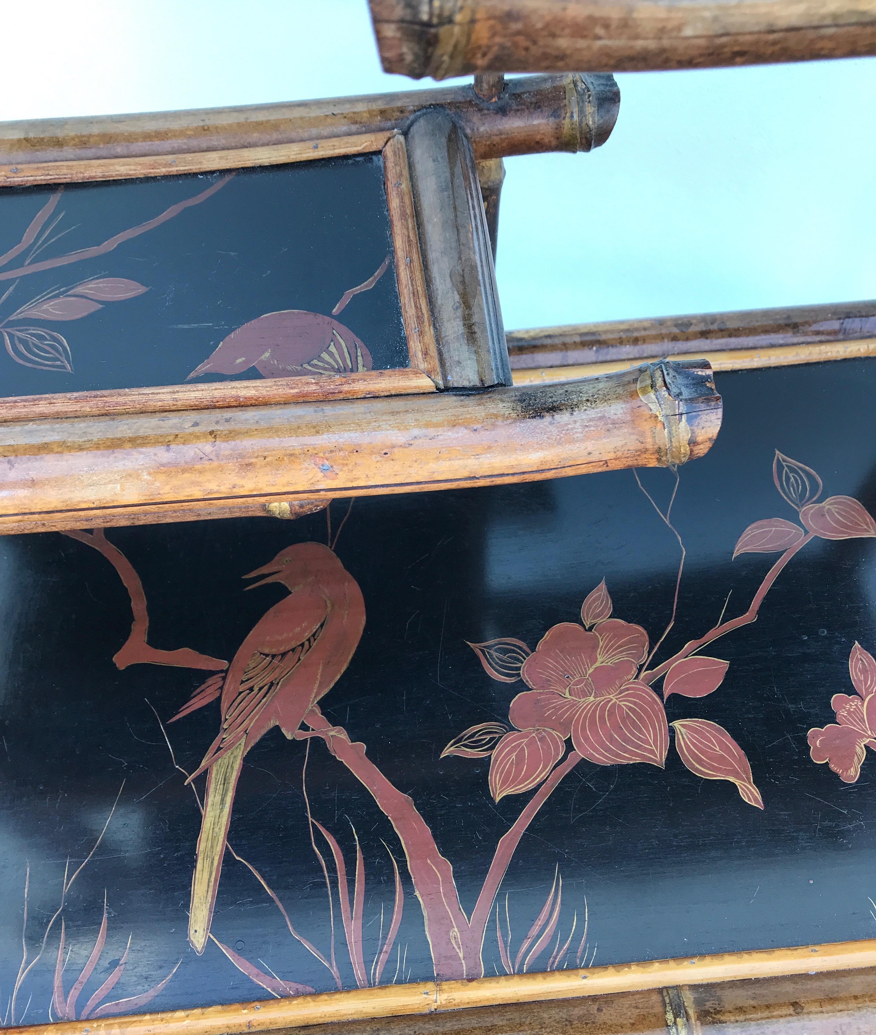 19th Century Antique Pagoda Style Bamboo Shelf