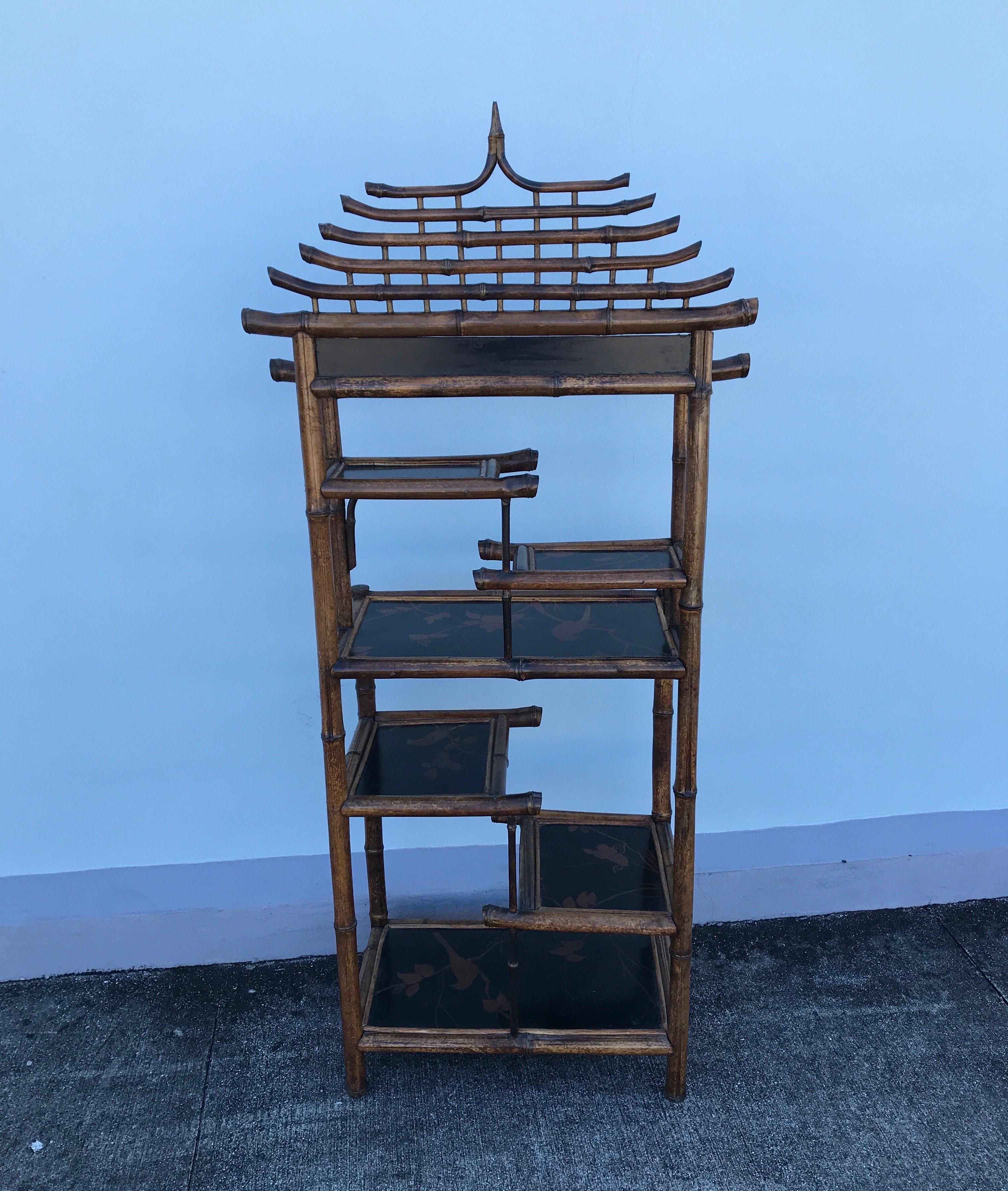 Antique Pagoda Style Bamboo Shelf 1
