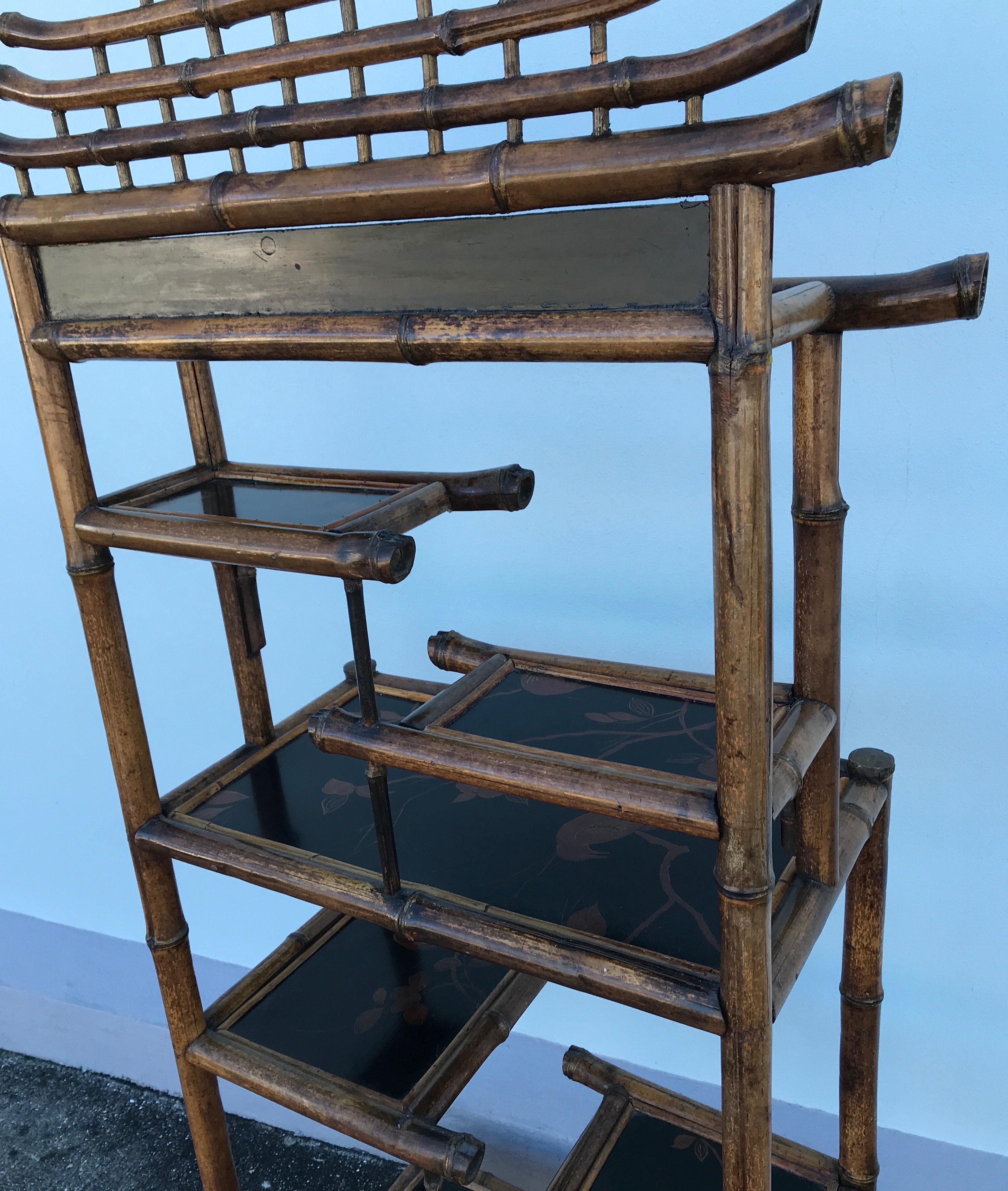 Antique Pagoda Style Bamboo Shelf 2