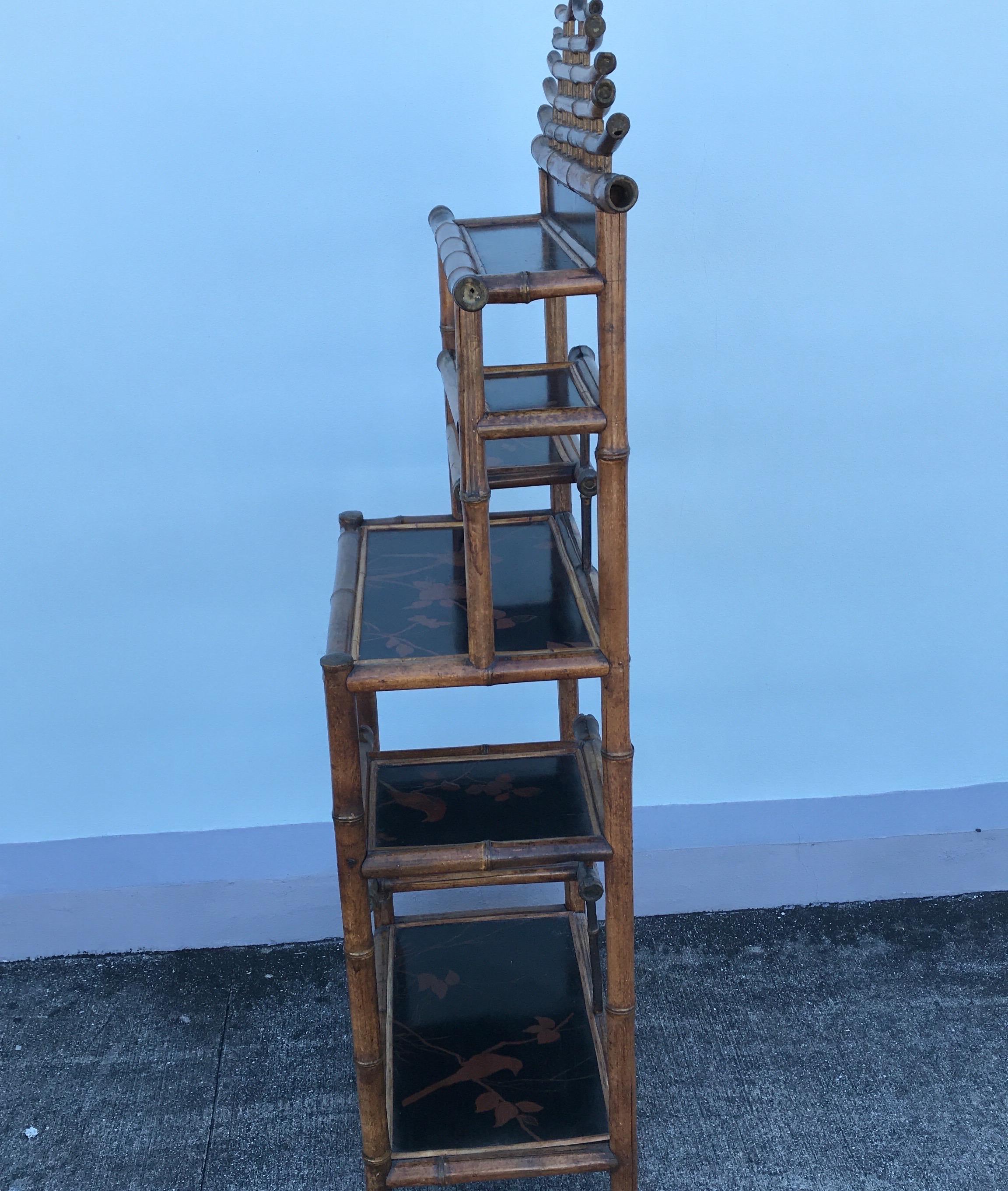 Antique Pagoda Style Bamboo Shelf 4