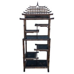 Antique Pagoda Style Bamboo Shelf