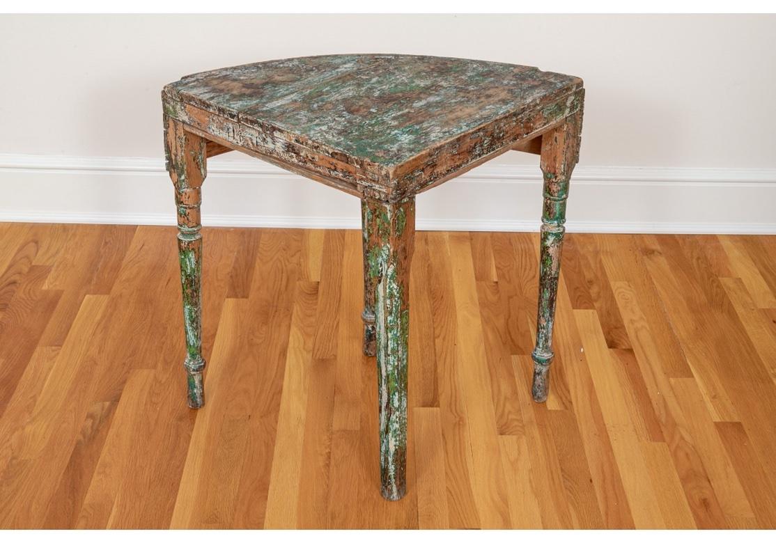 Antique Paint Decorated Corner Table New Mexico For Sale 3