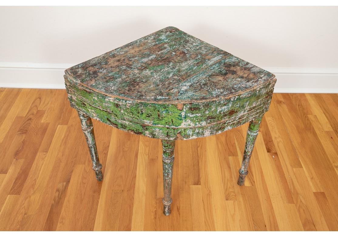 Wood Antique Paint Decorated Corner Table New Mexico For Sale