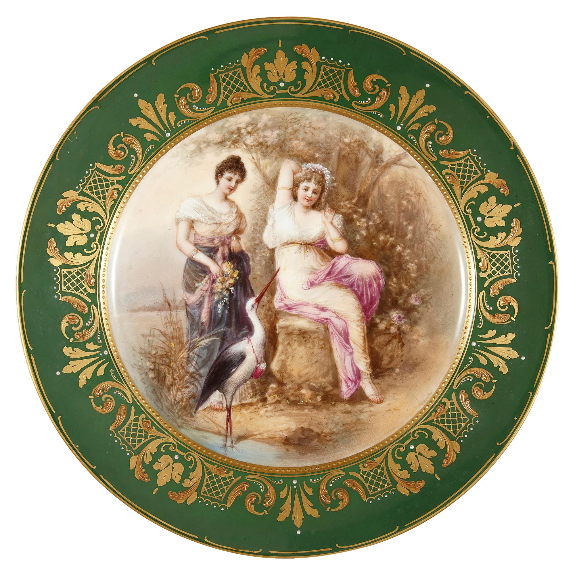 Antique Painted and Gilt Royal Vienna Porcelain Plate