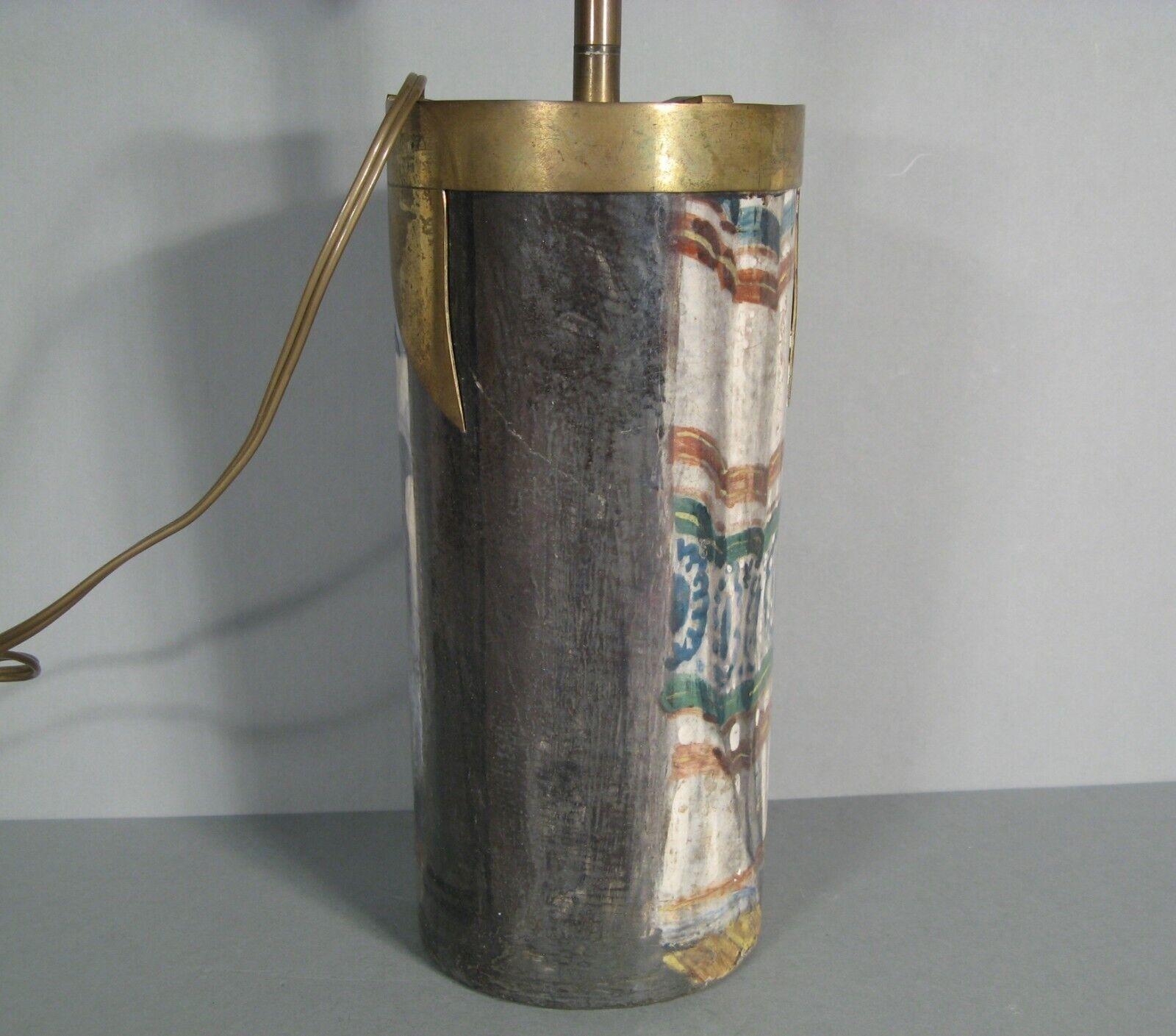 Lampe vase ancienne en céramique peinte et émaillée avec scène orientaliste - 1Y143 Bon état à Bordeaux, FR