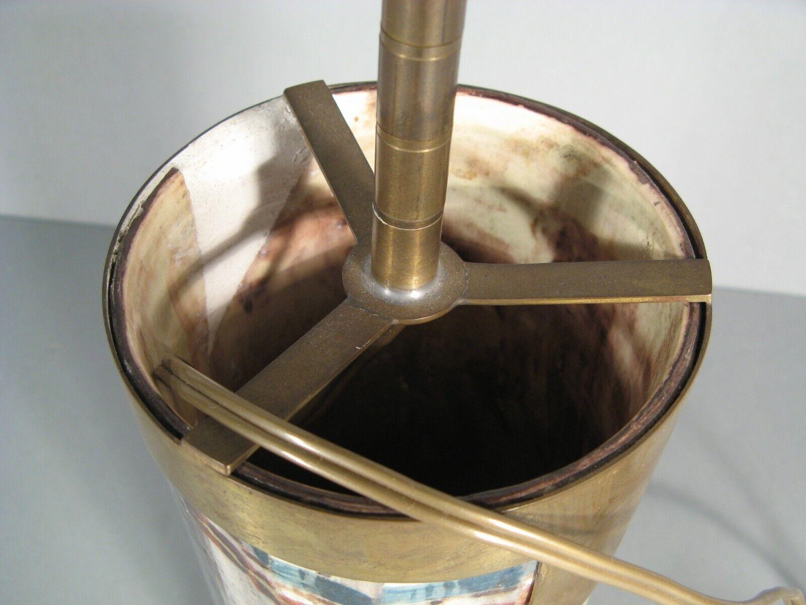 Lampe vase ancienne en céramique peinte et émaillée avec scène orientaliste - 1Y143 2
