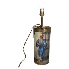 Antike Vasenlampe aus bemalter und glasierter Keramik mit orientalischer Szene, 1Y143, antik