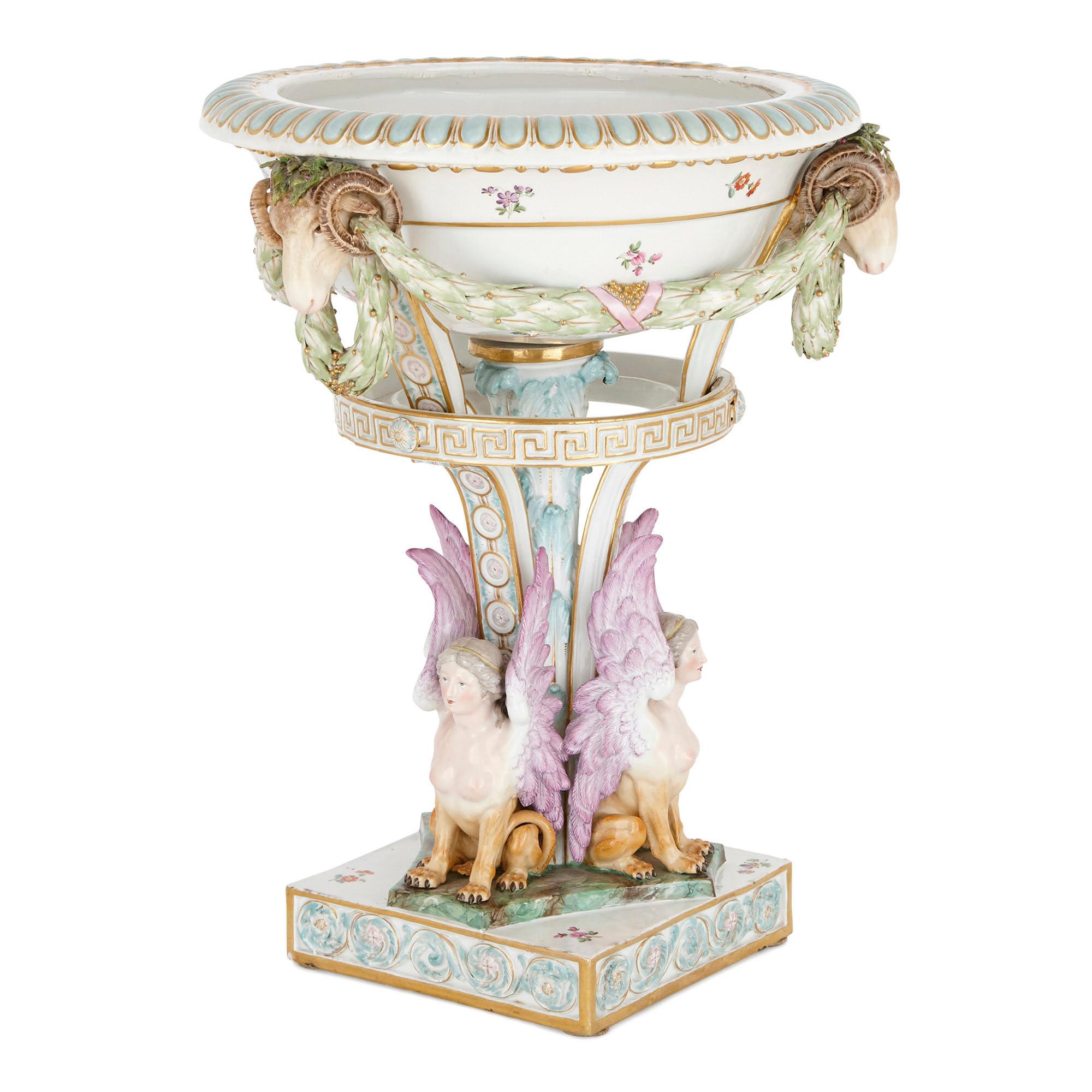 Rococo Antique Painted and Parcel Gilt Porcelain Vase by Meissen For Sale