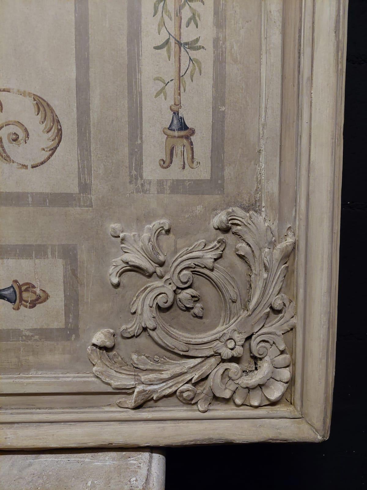 Antique Painted and Sculpted Neoclassical Ceiling Panel, Mid-18th Century, Italy 4