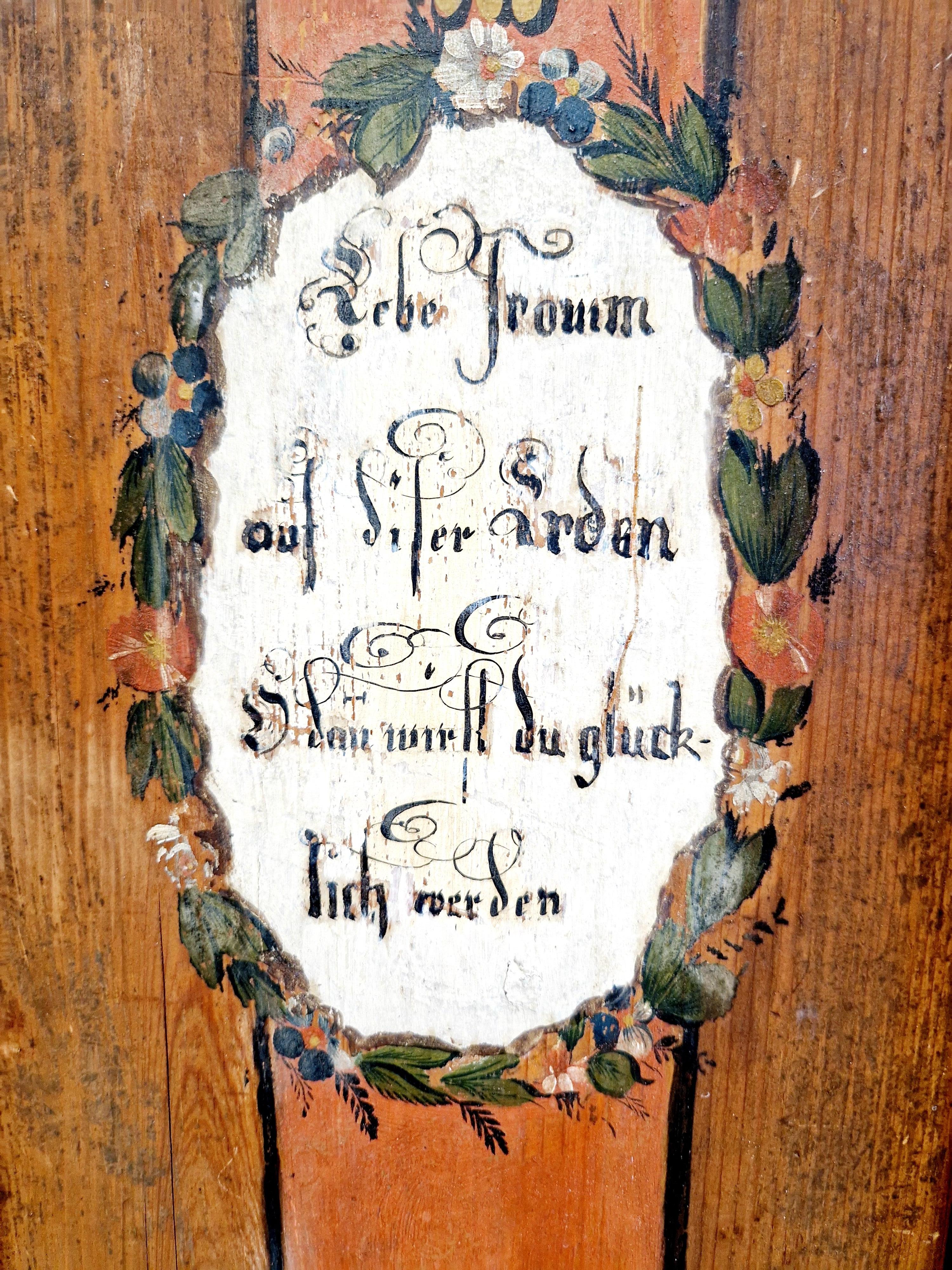 Antique Painted Bavarian Cupboard Folk Art For Sale 6