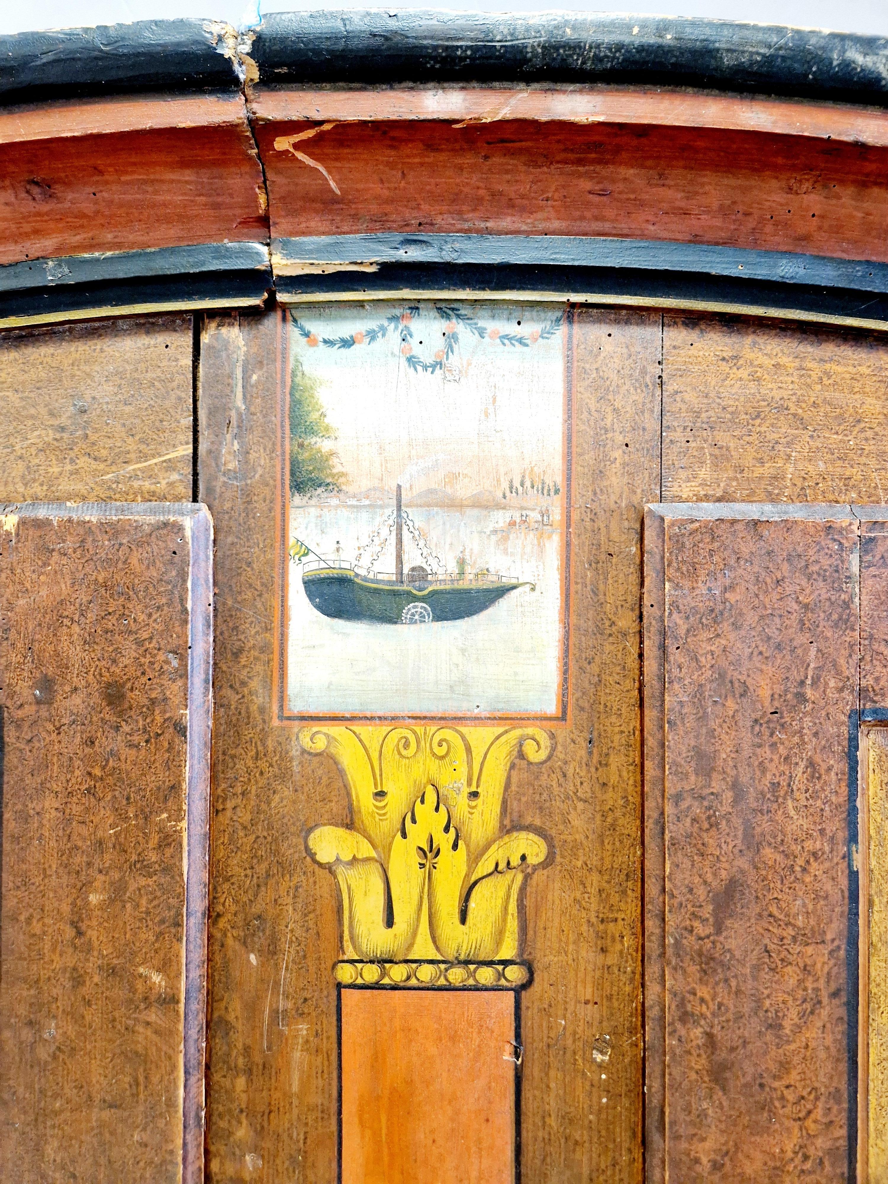 Antique Painted Bavarian Cupboard Folk Art For Sale 7