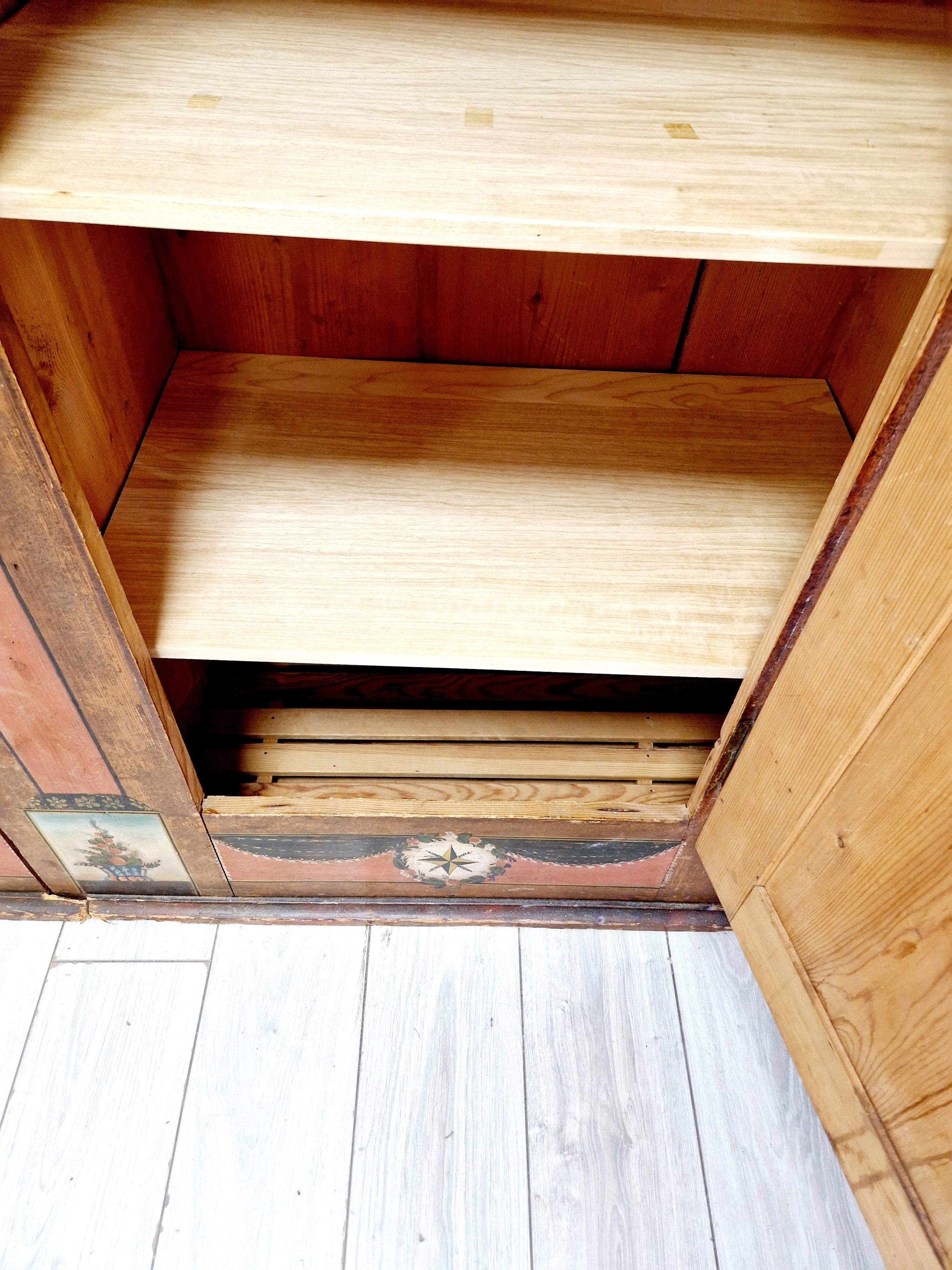 German Antique Painted Bavarian Cupboard Folk Art For Sale