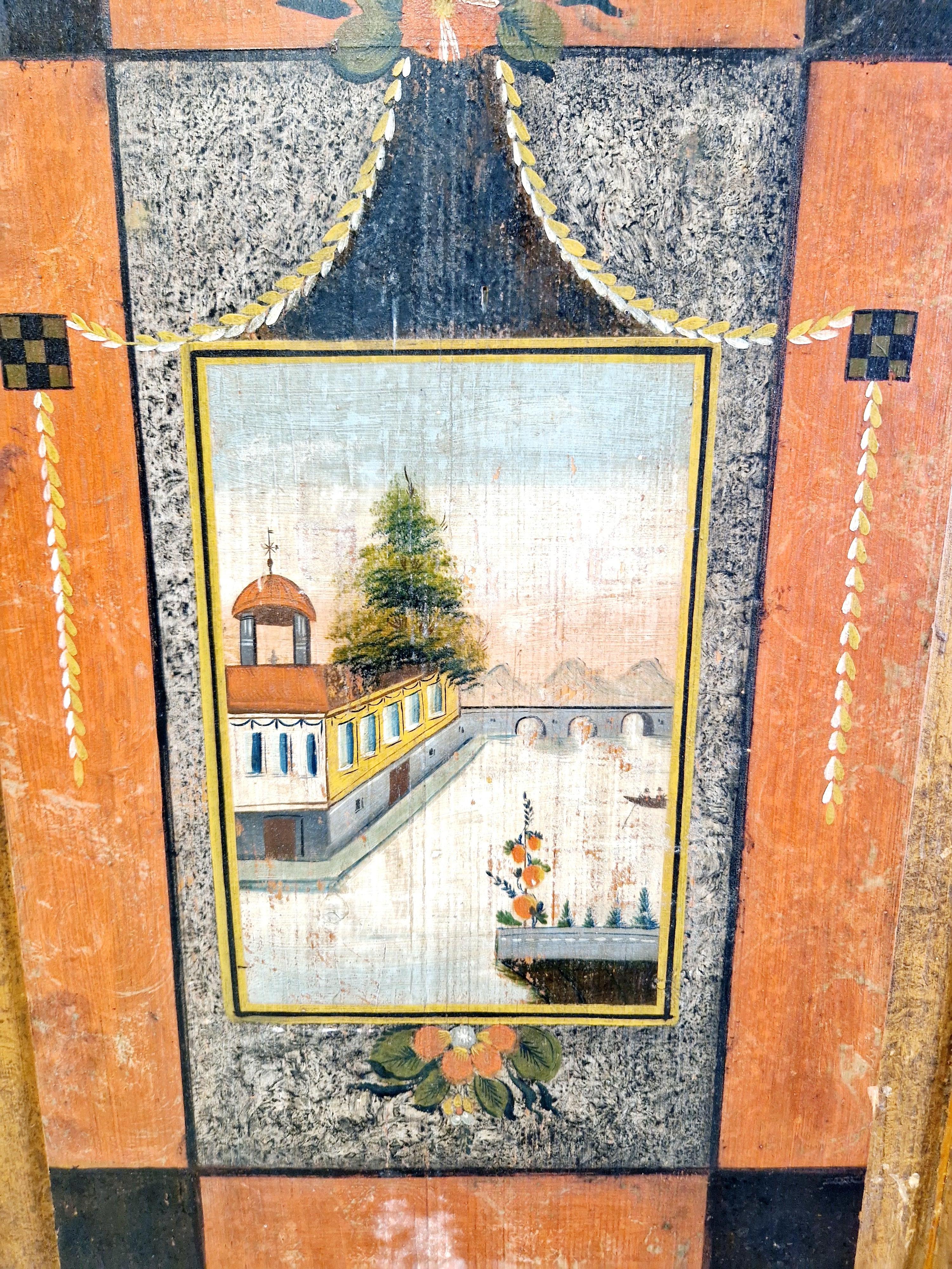 Antique Painted Bavarian Cupboard Folk Art For Sale 1