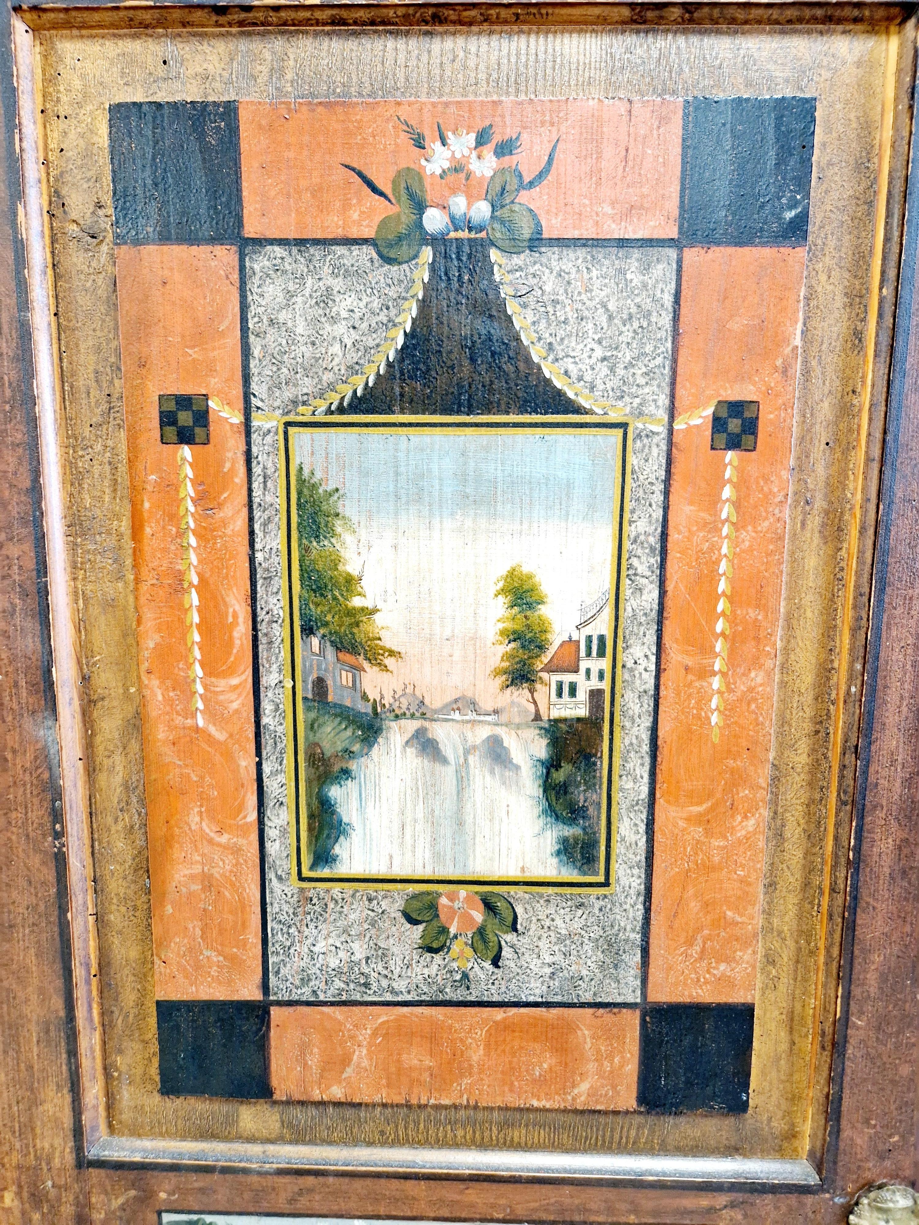 Antique Painted Bavarian Cupboard Folk Art For Sale 2