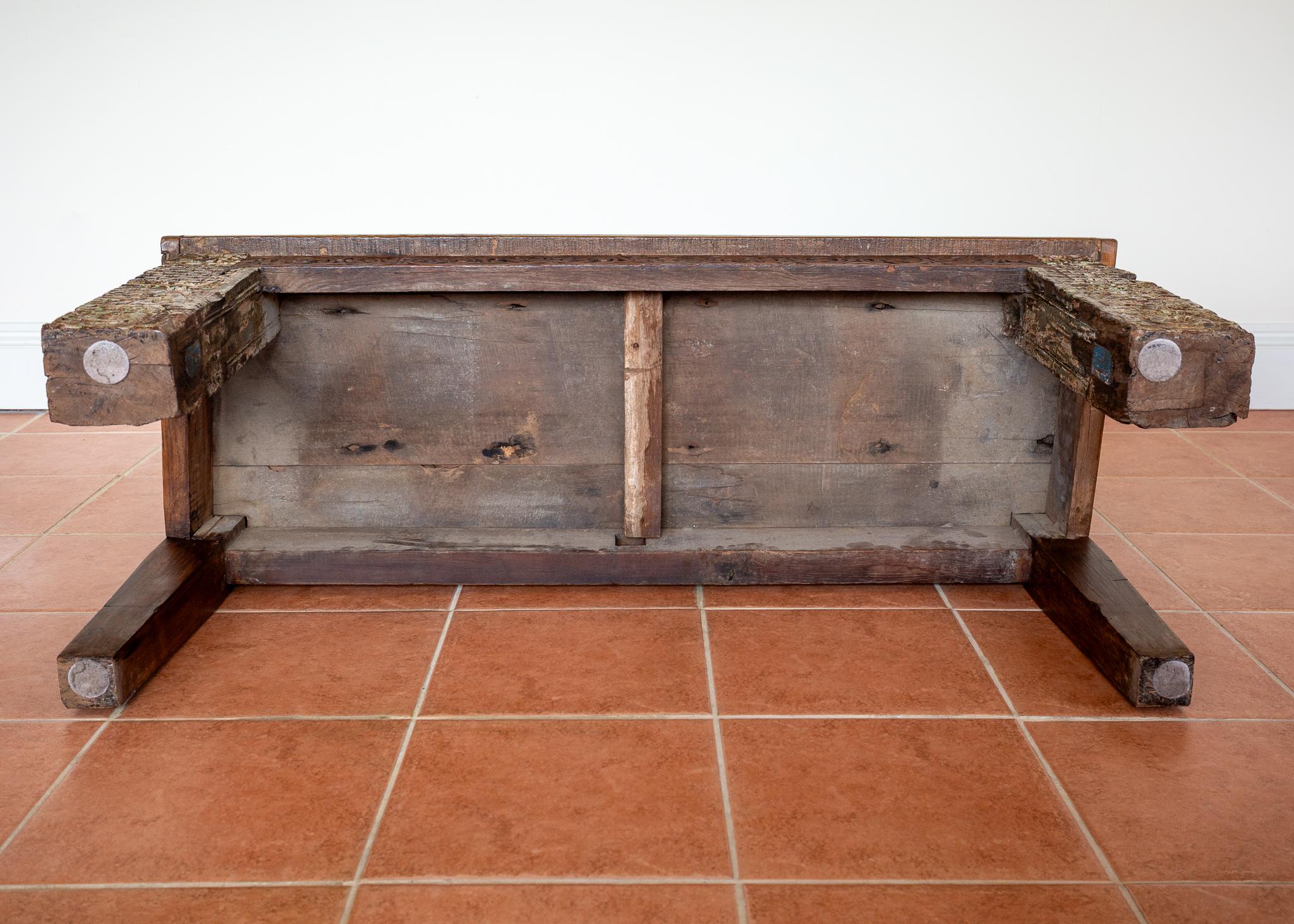 Antique Painted Bench Indian 19th Century Raj Era Colourful Reclaimed Decorative For Sale 14