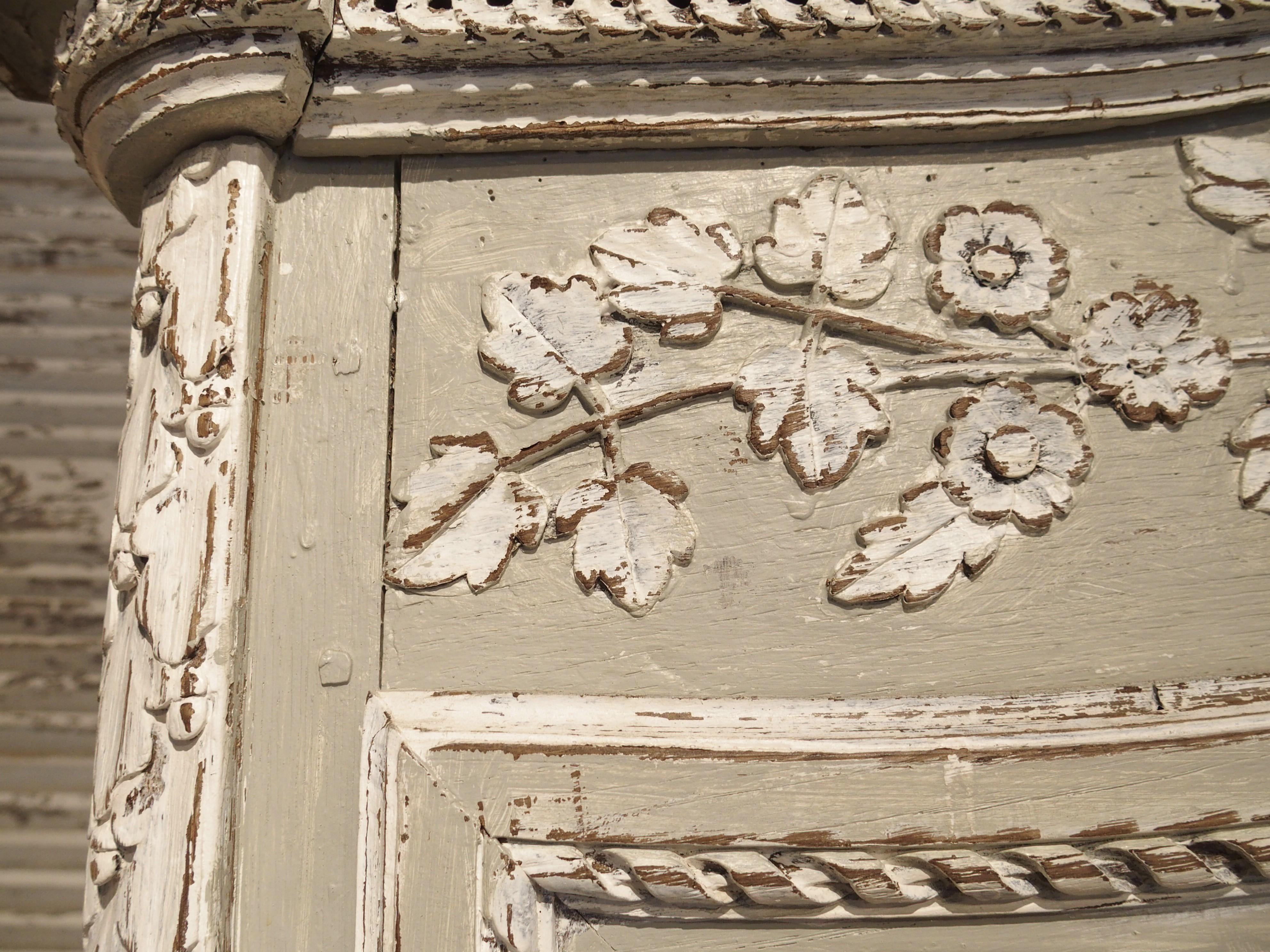 18th Century Antique Painted Buffet Deux Corps de Marriage, Normandy France, C. 1785