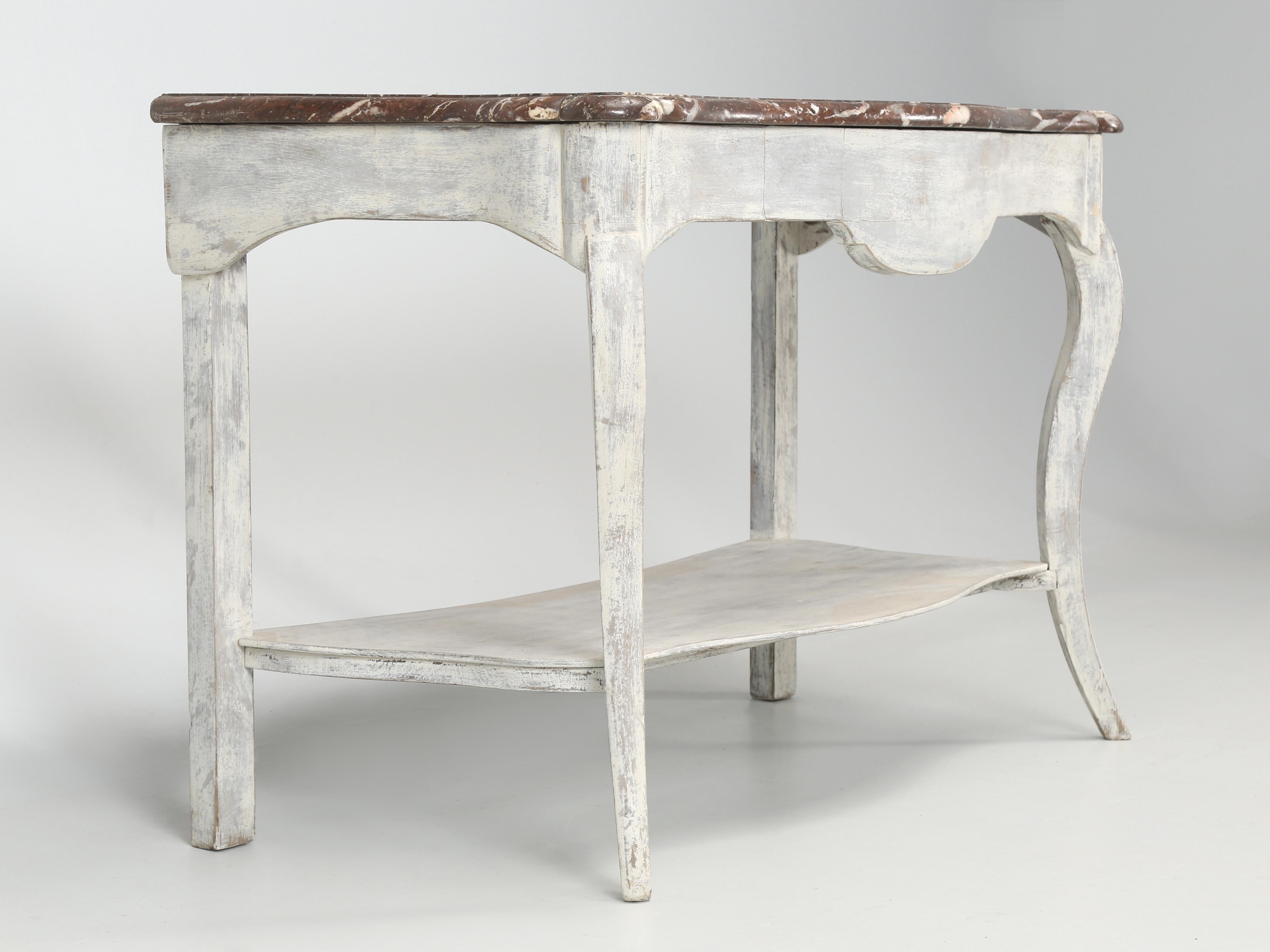 Country Antique Painted Console Table with a Stunning Marble Top Possibly Swedish For Sale