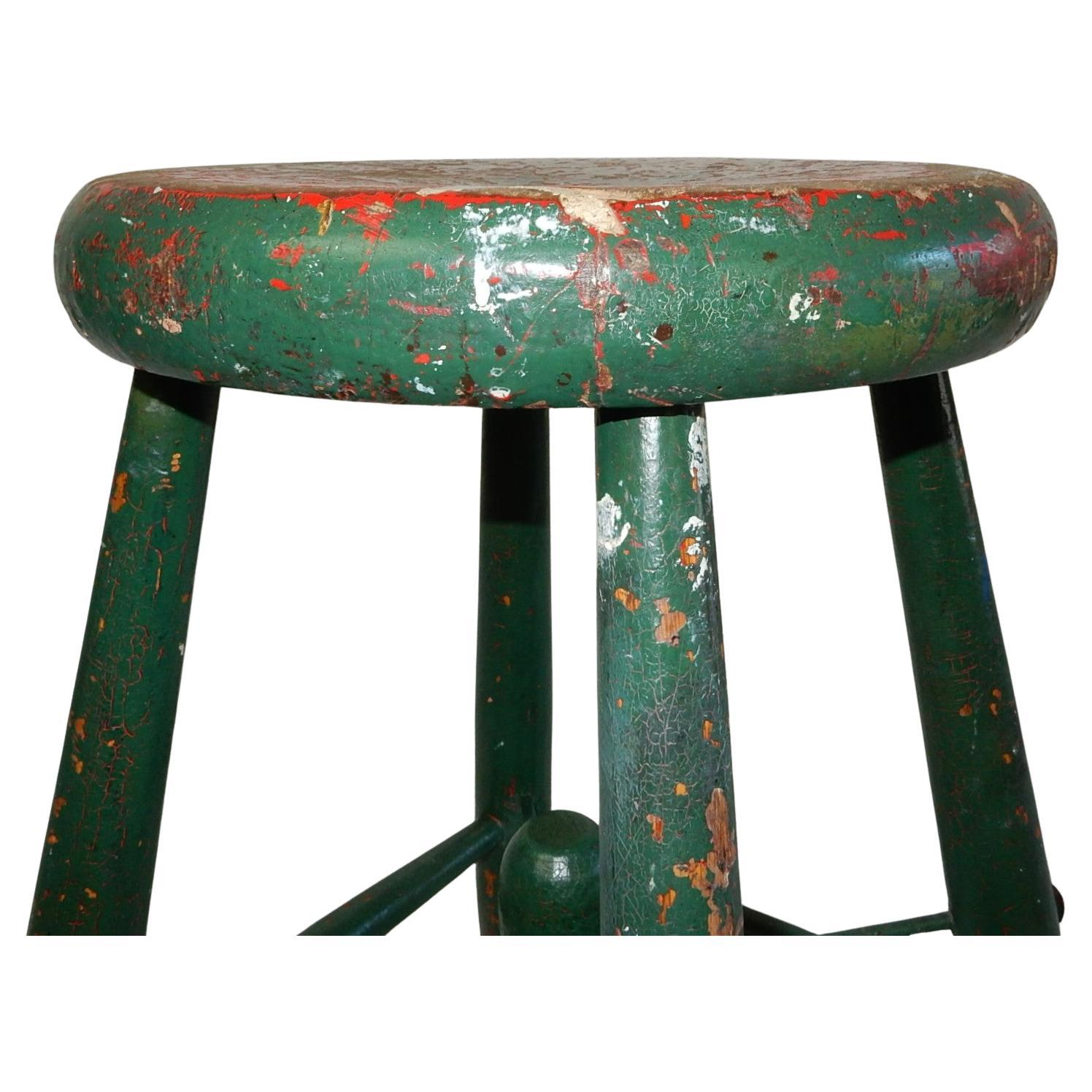 American Craftsman Tabouret d'artiste artisanal peint anciennement en vente