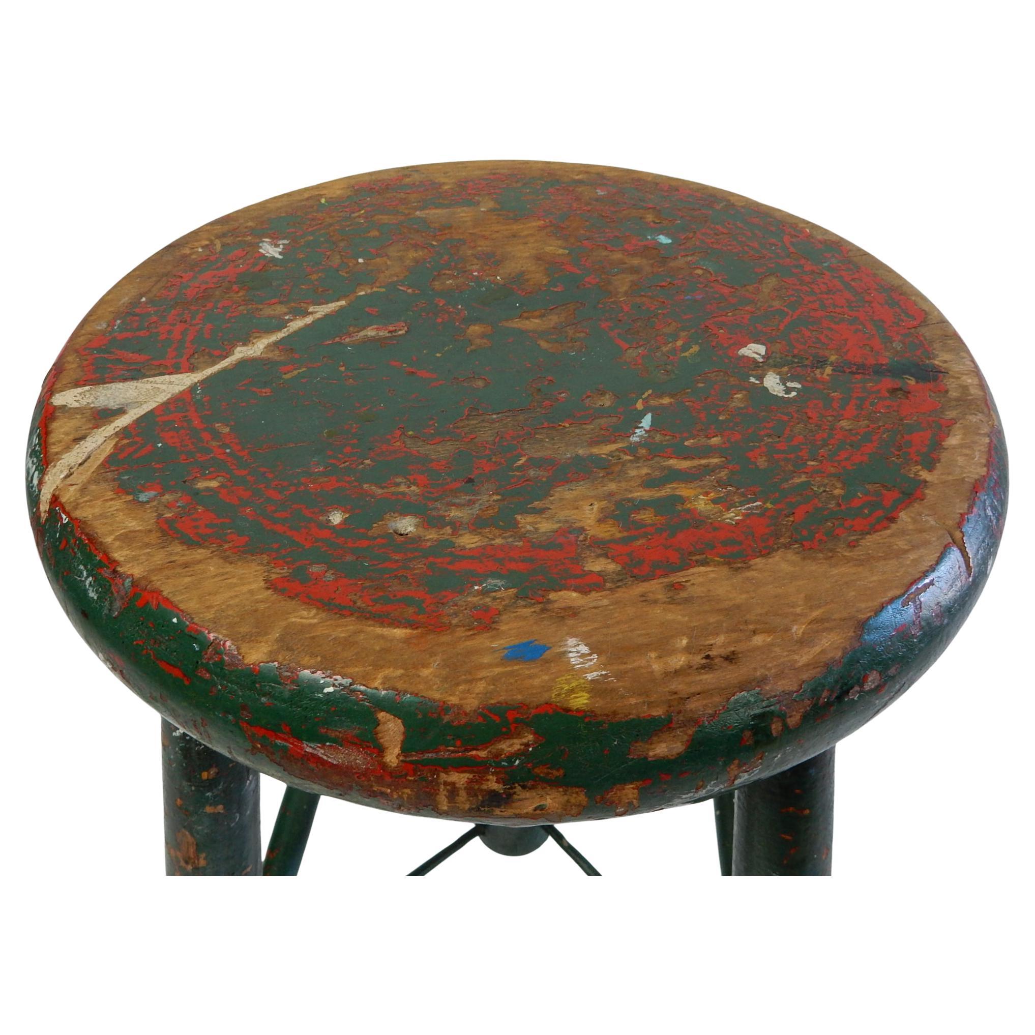 Américain Tabouret d'artiste artisanal peint anciennement en vente