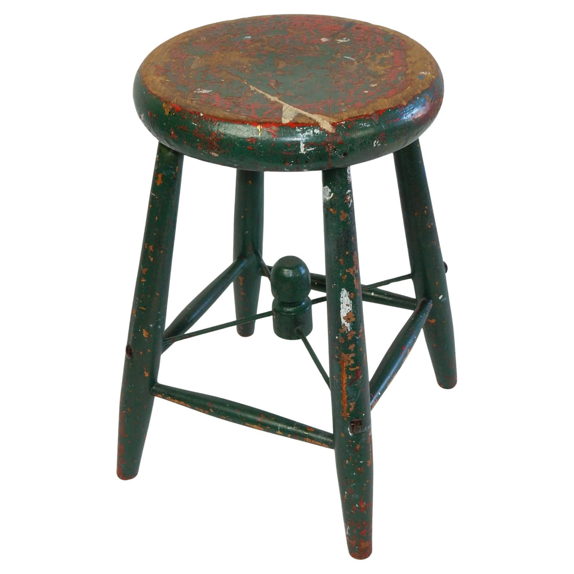 20ième siècle Tabouret d'artiste artisanal peint anciennement en vente