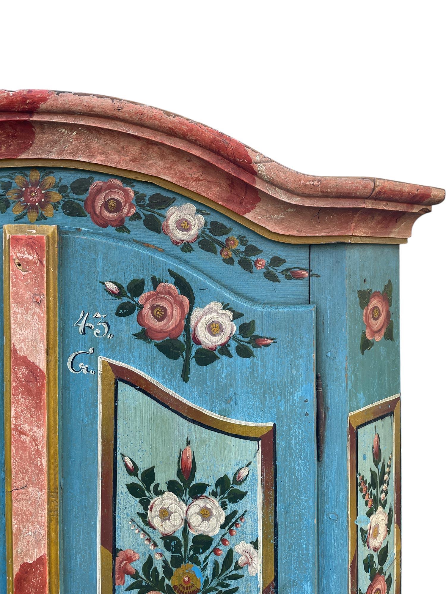 Antiker bemalter Schrank, datiert 1843 im Angebot 4
