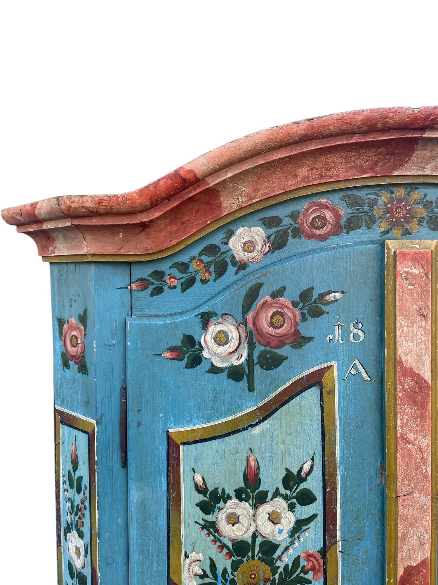 Antiker bemalter Schrank, datiert 1843 im Angebot 5