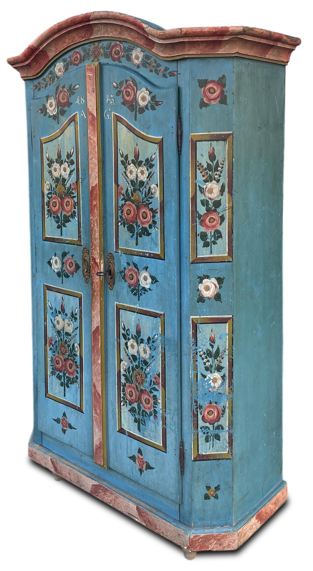 Antiker bemalter Schrank, datiert 1843 (Sonstiges) im Angebot