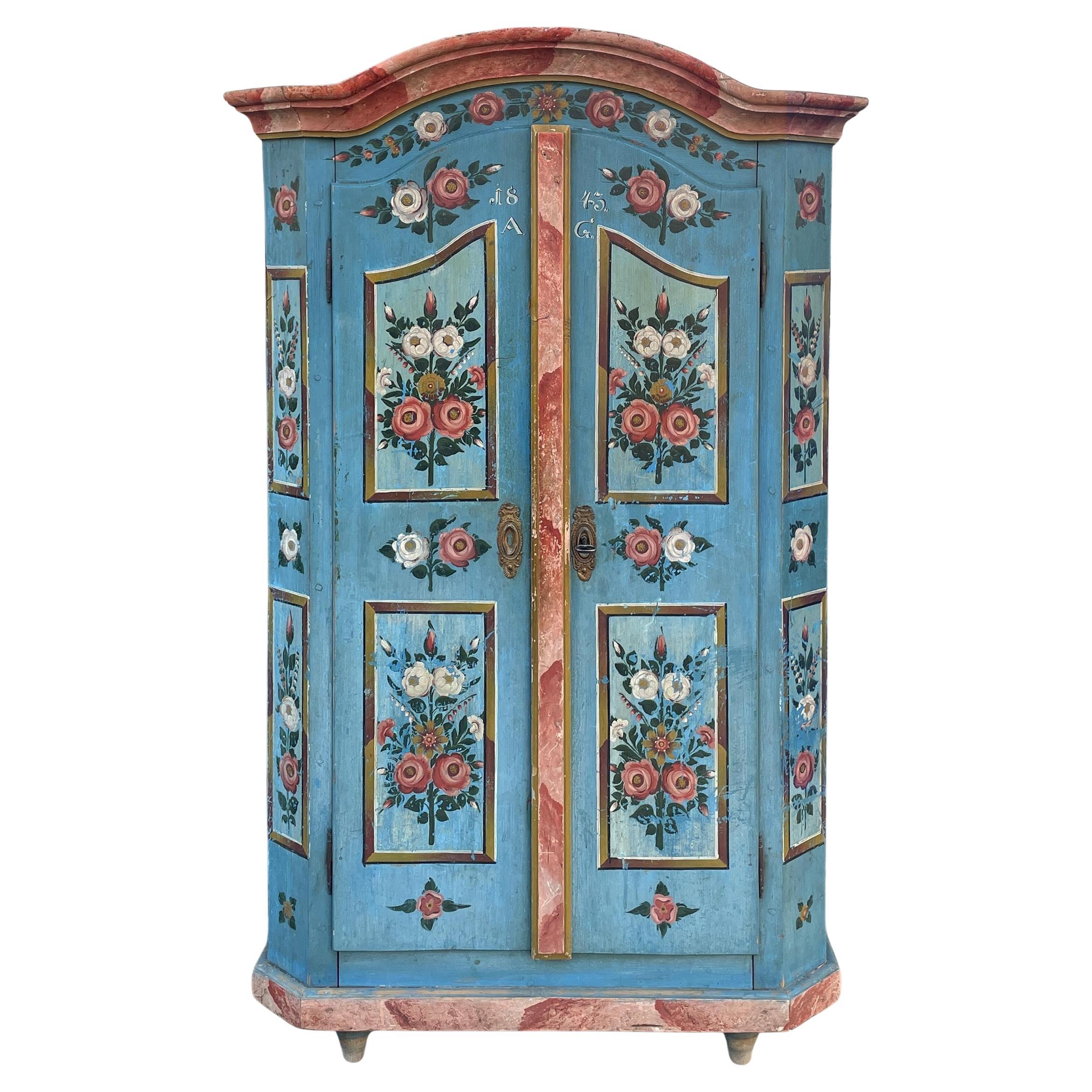 Antique Painted Cupboard Dated 1843