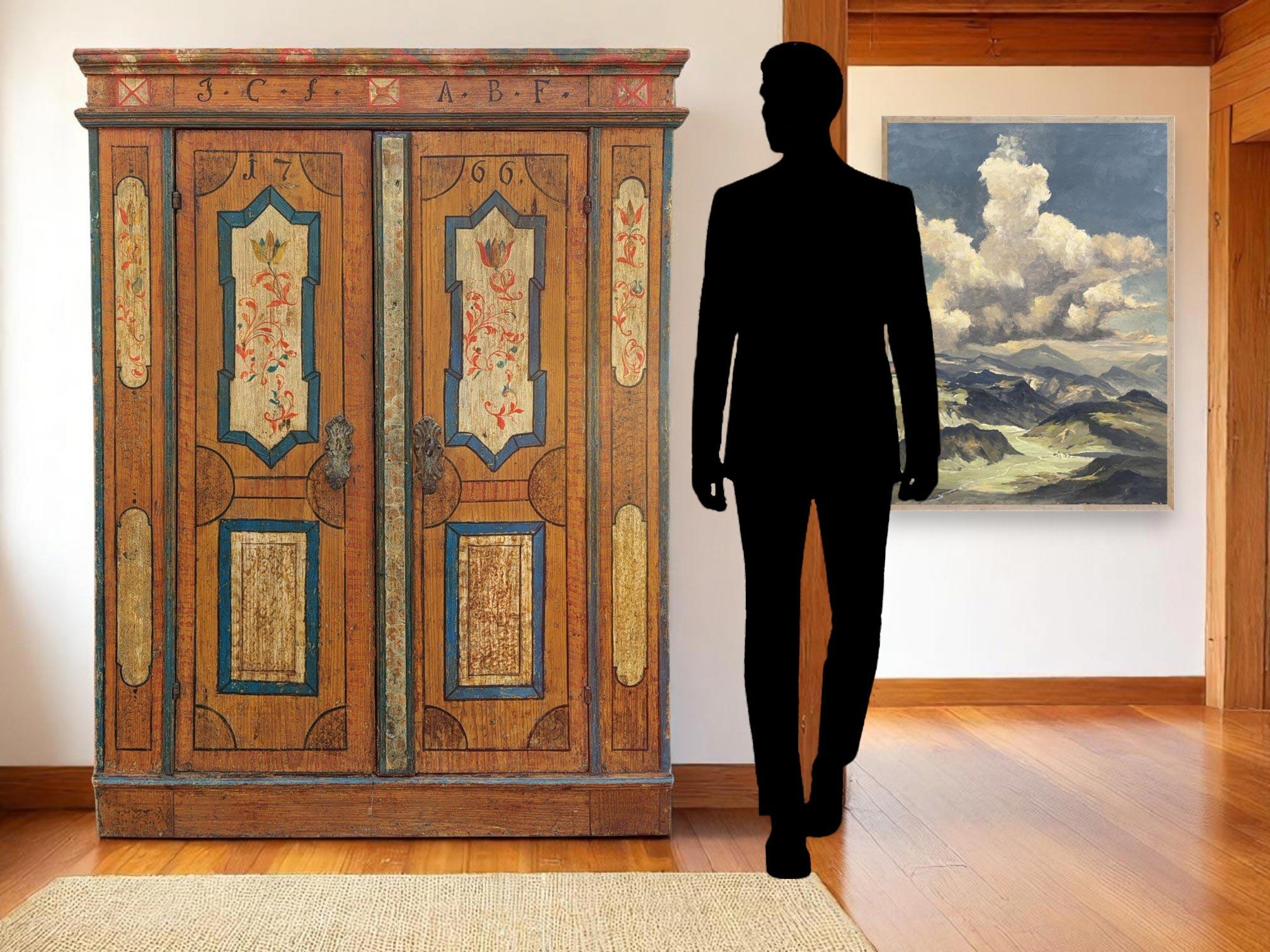 Antique Painted Cupboard with Flowers Dated 1766 en vente 10