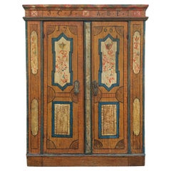 Antique Painted Cupboard with Flowers Dated 1766