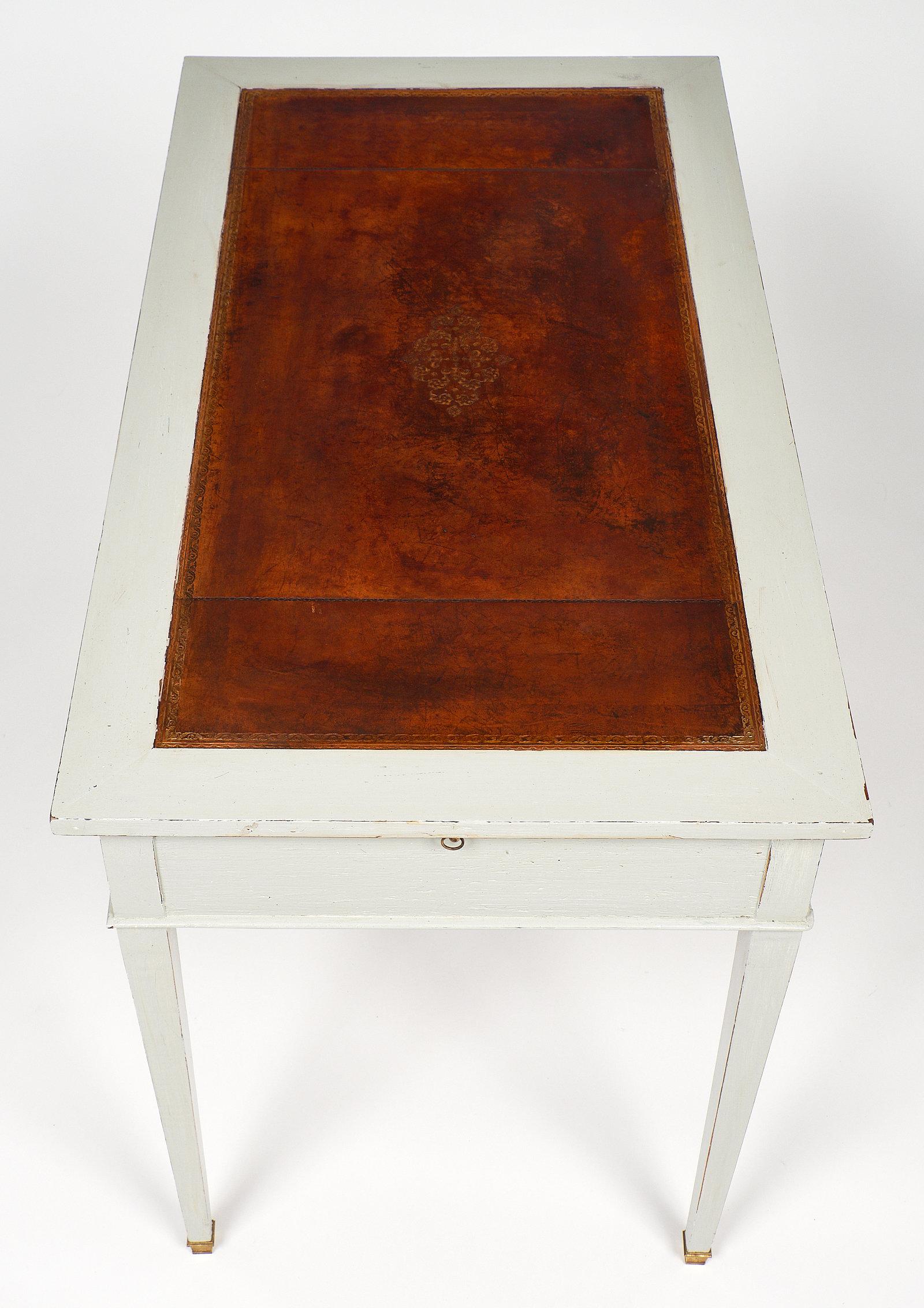Brass Antique Painted Directoire Style Writing Desk