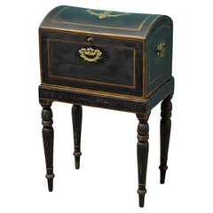 Used Painted Domed Chest Trunk on Stand