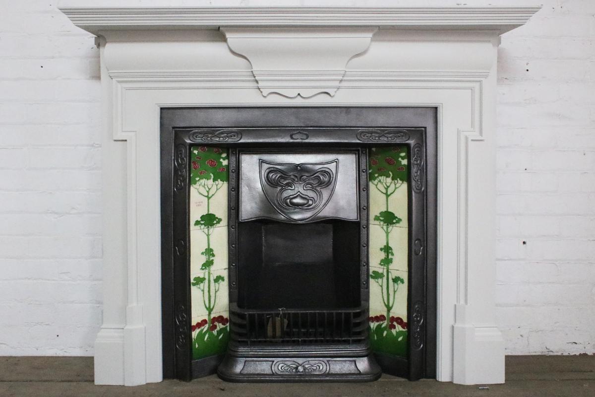 Antique Painted Edwardian Cast Iron Fire Surround in the Georgian Manner 5