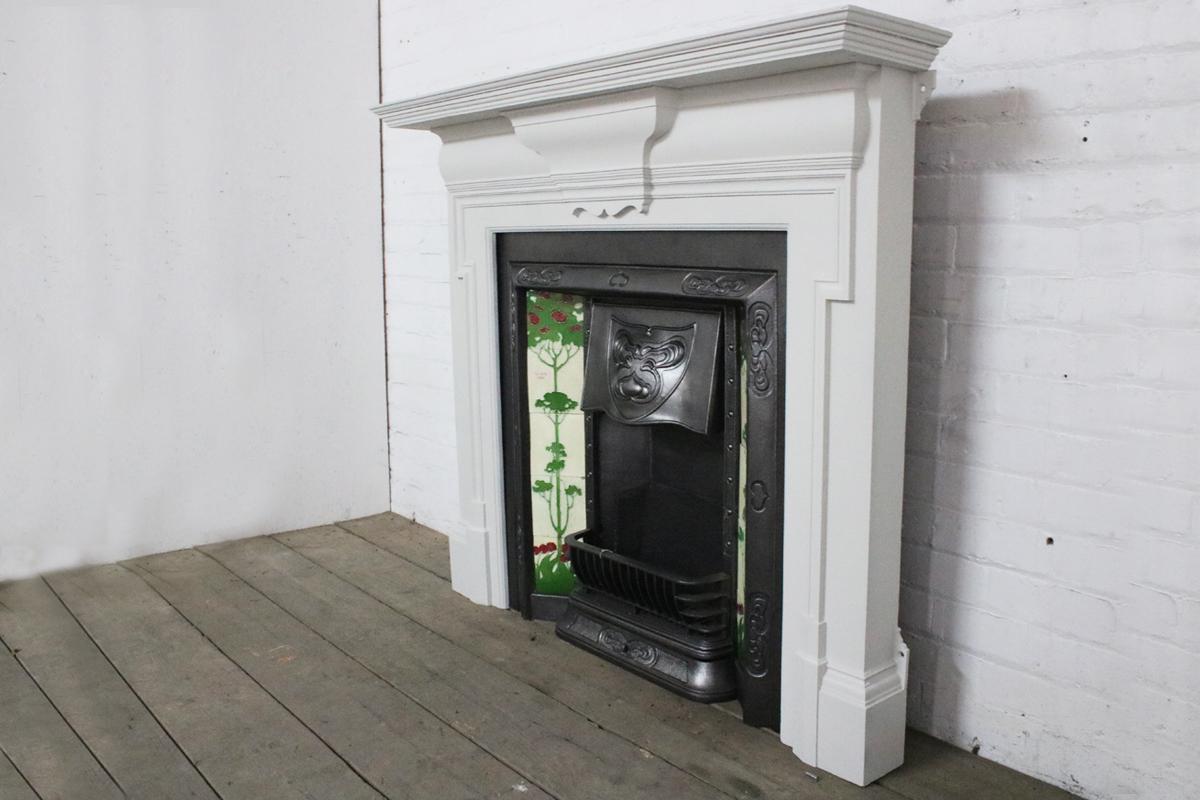 Antique Painted Edwardian Cast Iron Fire Surround in the Georgian Manner In Good Condition In Manchester, GB